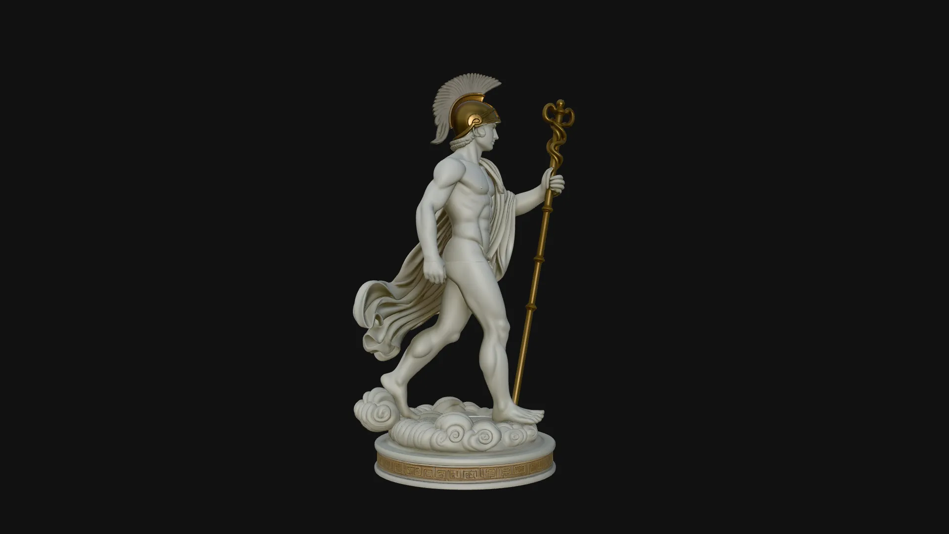 Messenger God with Caduceus Statue Design 4 - 3D Print Model 3D Print Model .c4d .max .obj .3ds .fbx .stl .blend 