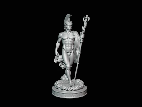 Messenger God with Caduceus Statue Design 4 - 3D Print Model 3D Print Model