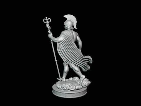 Messenger God with Caduceus Statue Design 4 - 3D Print Model 3D Print Model