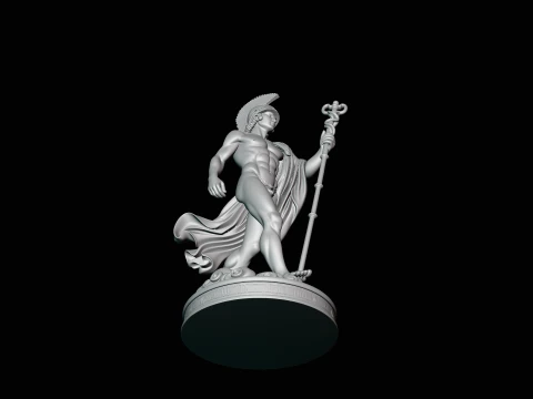 Messenger God with Caduceus Statue Design 4 - 3D Print Model 3D Print Model