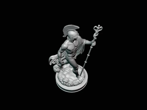 Messenger God with Caduceus Statue Design 4 - 3D Print Model 3D Print Model