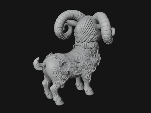 Floral Chibi Ram Statue Design 1 - 3D Print Model 3D Print Model