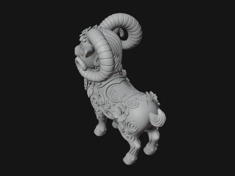 Floral Chibi Ram Statue Design 1 - 3D Print Model 3D Print Model
