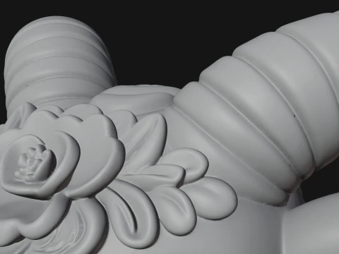 Floral Chibi Ram Statue Design 1 - 3D Print Model 3D Print Model