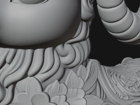 Floral Chibi Ram Statue Design 1 - 3D Print Model 3D Print Model