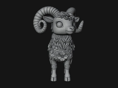Floral Chibi Ram Statue Design 1 - 3D Print Model 3D Print Model