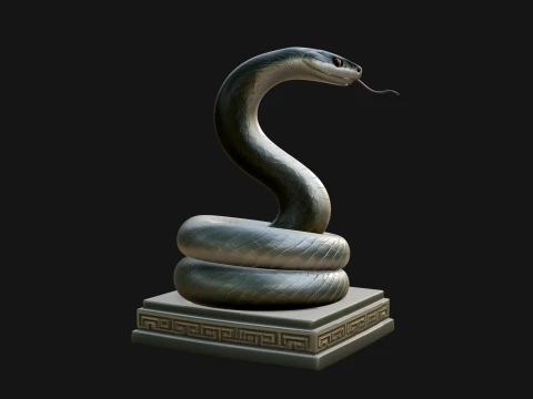 Cobra on Pedestal Statue Design 1 - 3D Print Model 3D Print Model