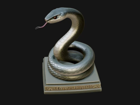 Cobra on Pedestal Statue Design 1 - 3D Print Model 3D Print Model