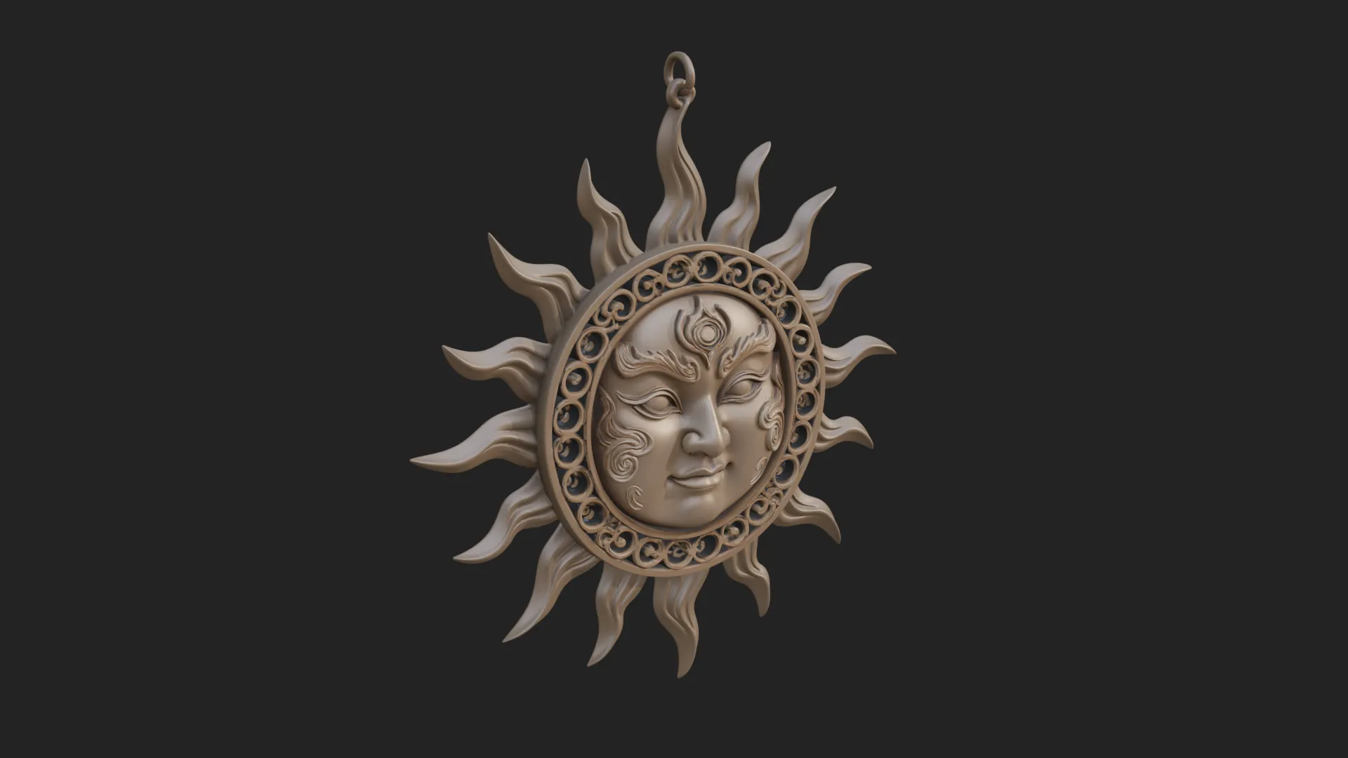 Sun Face Wall Plaque Design 1 - 3D Print Model 3D Print Model .c4d .max .obj .3ds .fbx .stl .blend 