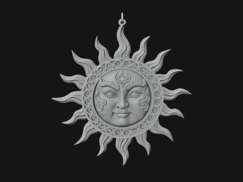 Sun Face Wall Plaque Design 1 - 3D Print Model 3D Print Model