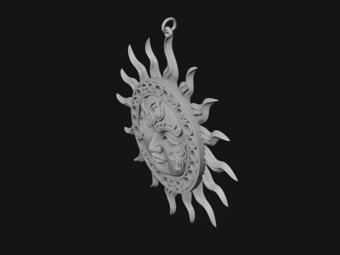 Sun Face Wall Plaque Design 1 - 3D Print Model 3D Print Model