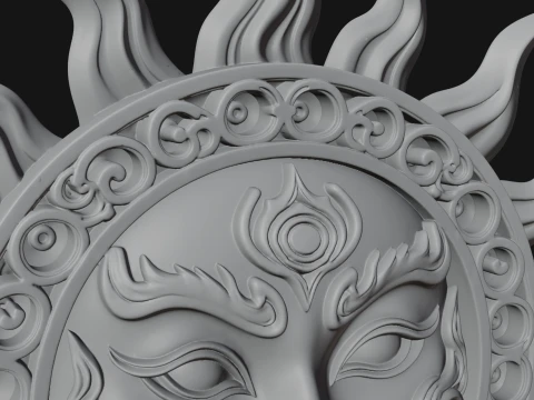Sun Face Wall Plaque Design 1 - 3D Print Model 3D Print Model