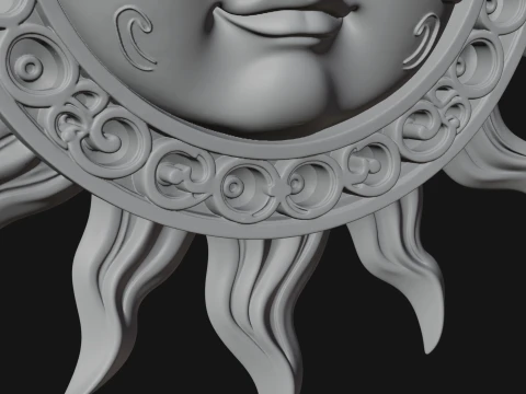 Sun Face Wall Plaque Design 1 - 3D Print Model 3D Print Model