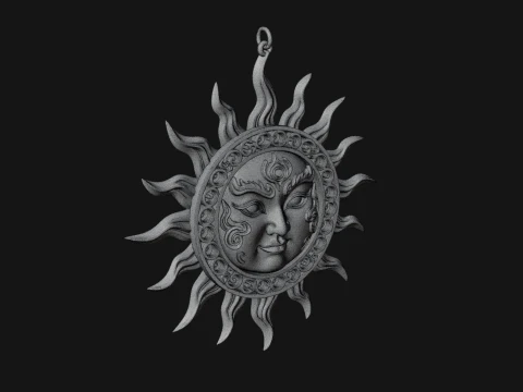 Sun Face Wall Plaque Design 1 - 3D Print Model 3D Print Model