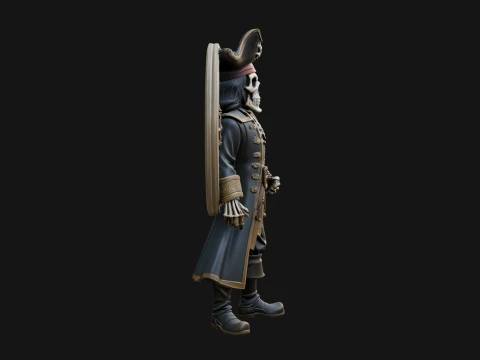 Skeleton Pirate Captain Statue Design 1 - 3D Print Model 3D Print Model