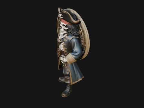 Skeleton Pirate Captain Statue Design 1 - 3D Print Model 3D Print Model