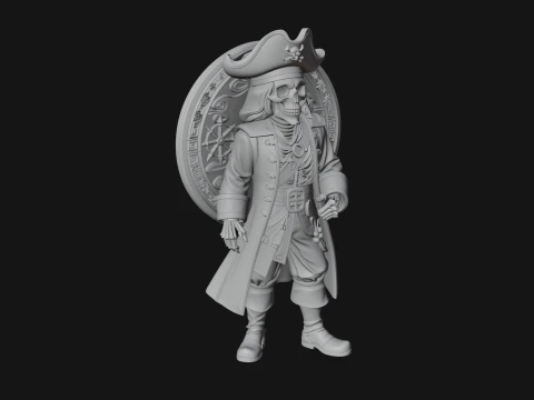 Skeleton Pirate Captain Statue Design 1 - 3D Print Model 3D Print Model