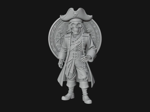 Skeleton Pirate Captain Statue Design 1 - 3D Print Model 3D Print Model