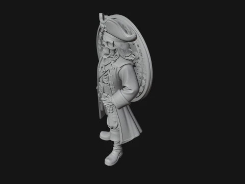 Skeleton Pirate Captain Statue Design 1 - 3D Print Model 3D Print Model