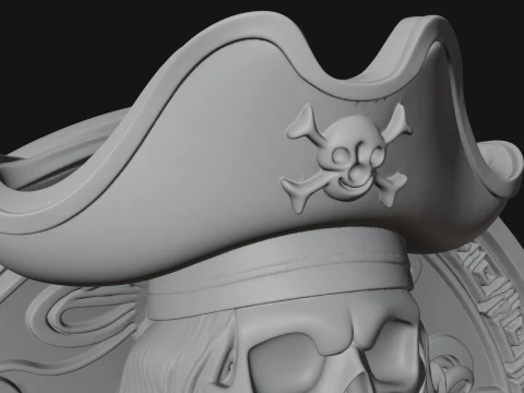 Skeleton Pirate Captain Statue Design 1 - 3D Print Model 3D Print Model