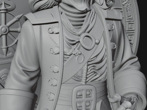 Skeleton Pirate Captain Statue Design 1 - 3D Print Model 3D Print Model