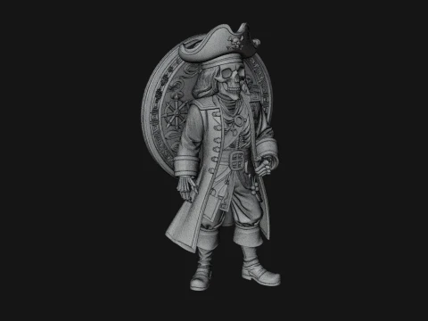 Skeleton Pirate Captain Statue Design 1 - 3D Print Model 3D Print Model