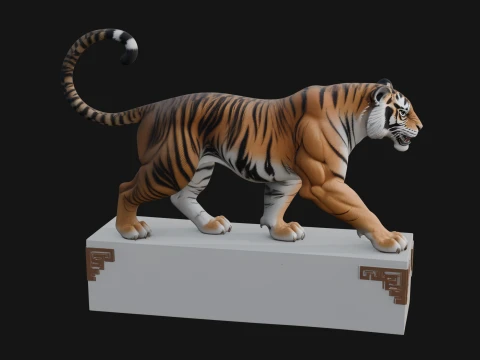 Standing Tiger Statue Design 1 - 3D Print Model Model do druku 3D