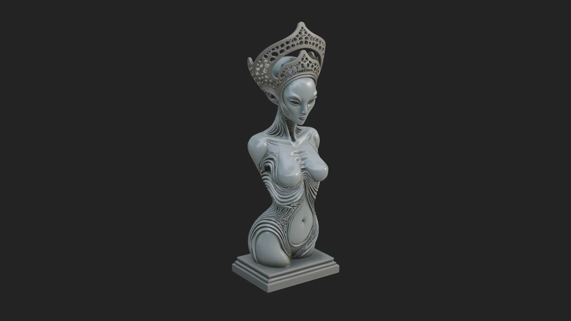 Elegant Alien Queen Statue Design 1 - 3D Print Model 3D Print Model .c4d .max .obj .3ds .fbx .stl .blend 