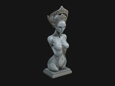 Elegant Alien Queen Statue Design 1 - 3D Print Model 3D printmodel