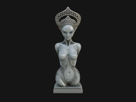 Elegant Alien Queen Statue Design 1 - 3D Print Model 3D Print Model