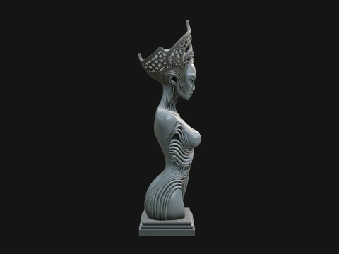 Elegant Alien Queen Statue Design 1 - 3D Print Model 3D Print Model