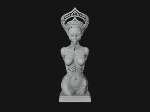 Elegant Alien Queen Statue Design 1 - 3D Print Model 3D Print Model