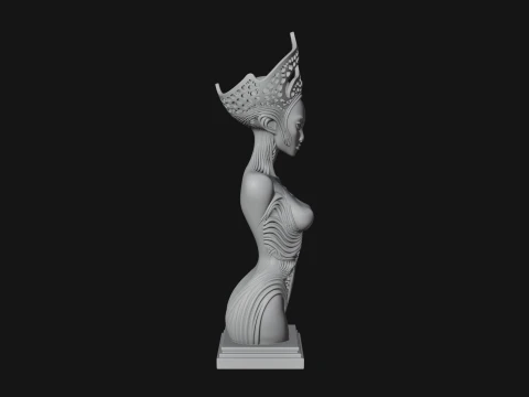 Elegant Alien Queen Statue Design 1 - 3D Print Model 3D Print Model