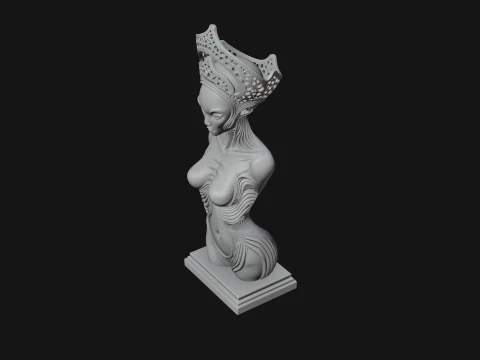 Elegant Alien Queen Statue Design 1 - 3D Print Model 3D Print Model