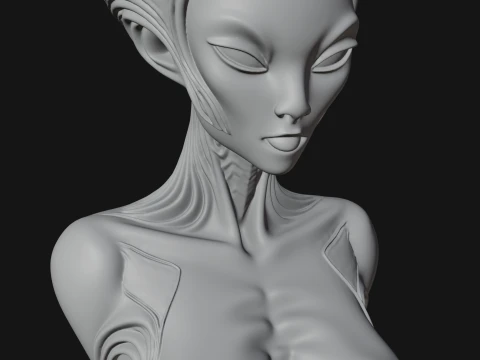Elegant Alien Queen Statue Design 1 - 3D Print Model 3D Print Model