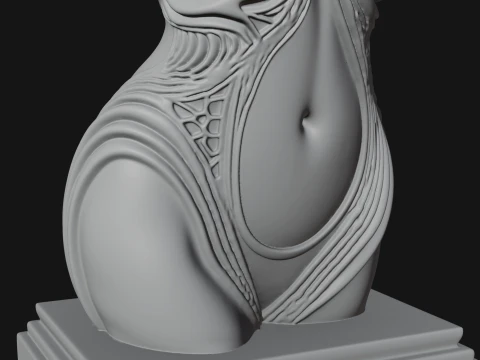 Elegant Alien Queen Statue Design 1 - 3D Print Model 3D Print Model