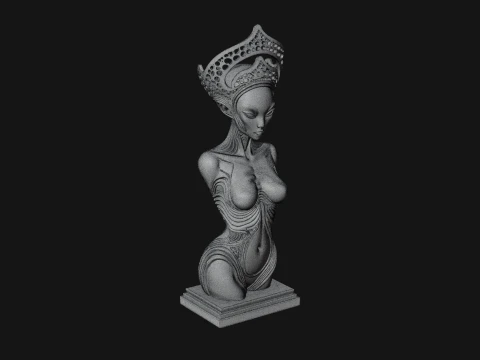 Elegant Alien Queen Statue Design 1 - 3D Print Model 3D Print Model