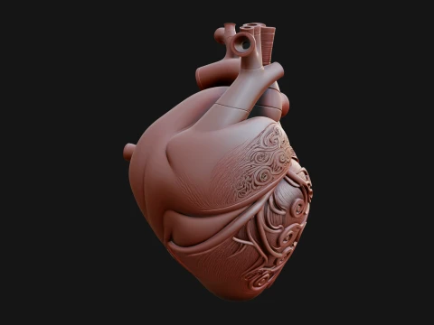 Ornate Anatomical Heart Statue Design 1 - 3D Print Model 3D Print Model