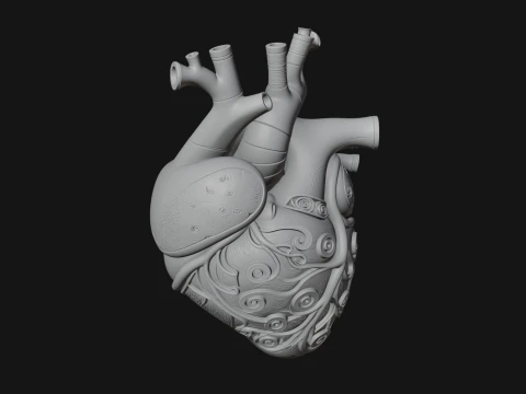 Ornate Anatomical Heart Statue Design 1 - 3D Print Model 3D Print Model