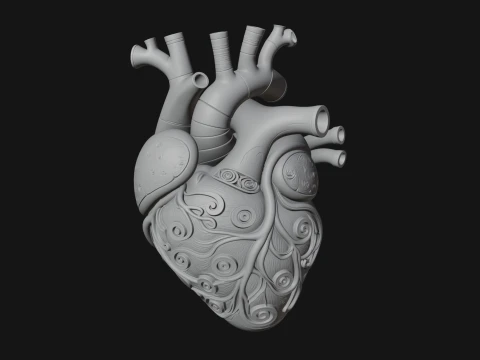 Ornate Anatomical Heart Statue Design 1 - 3D Print Model 3D Print Model
