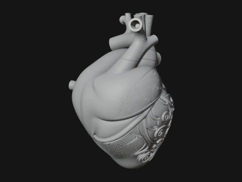 Ornate Anatomical Heart Statue Design 1 - 3D Print Model 3D Print Model