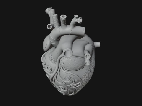 Ornate Anatomical Heart Statue Design 1 - 3D Print Model 3D Print Model