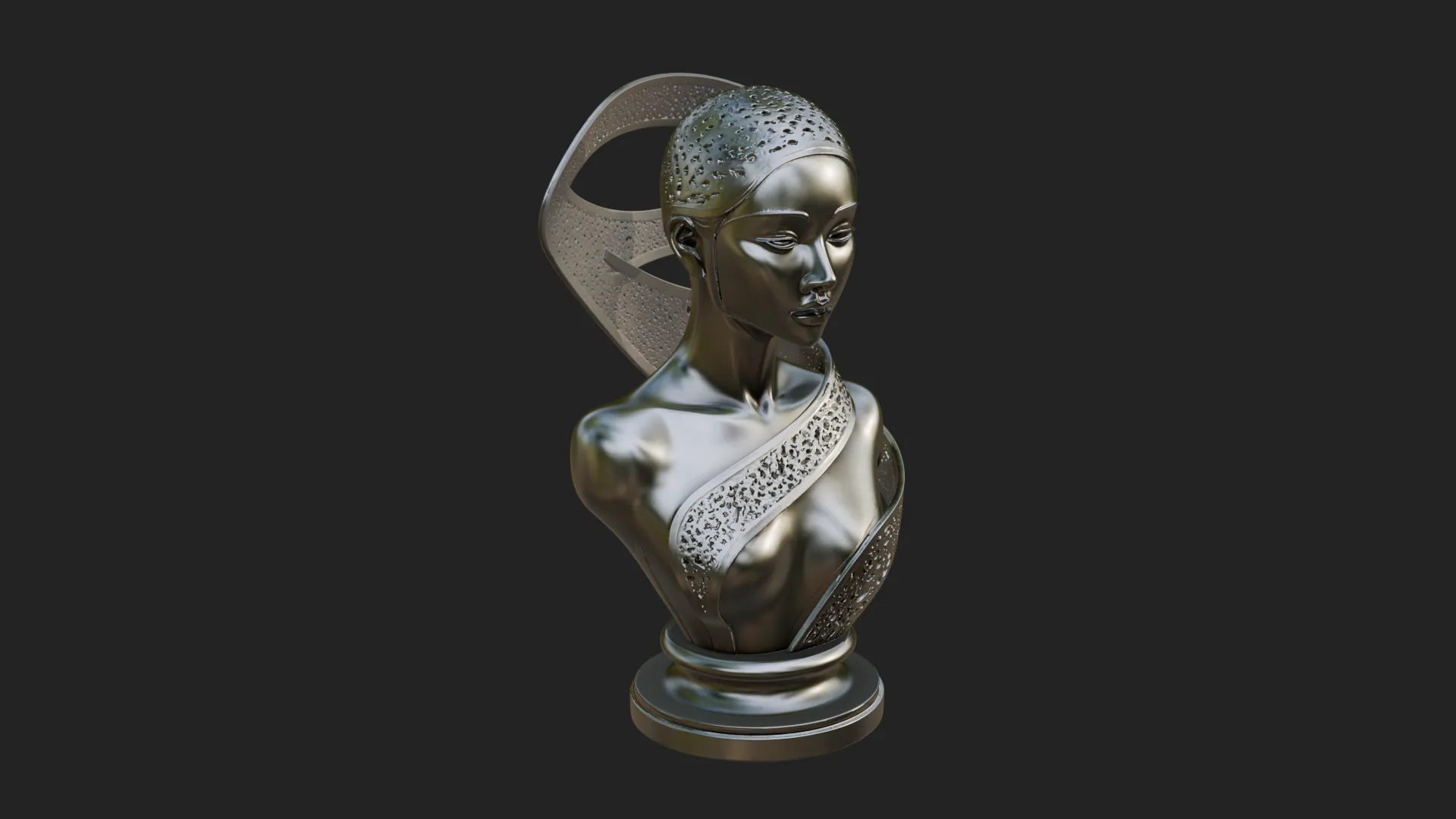 Art Deco Filigree Bust Statue Design 1 - 3D Print Model 3D Print Model .c4d .max .obj .3ds .fbx .stl .blend 