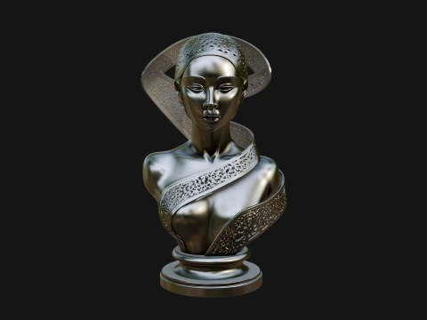 Art Deco Filigree Bust Statue Design 1 - 3D Print Model 3D Print Model