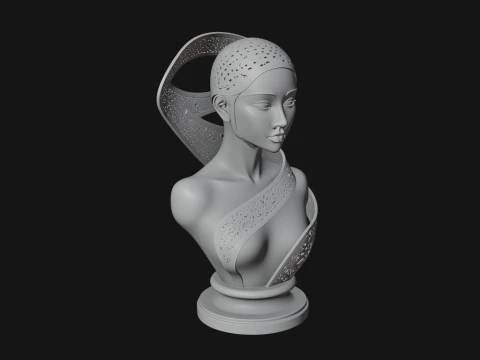 Art Deco Filigree Bust Statue Design 1 - 3D Print Model 3D Print Model