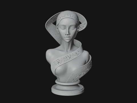 Art Deco Filigree Bust Statue Design 1 - 3D Print Model 3D Print Model