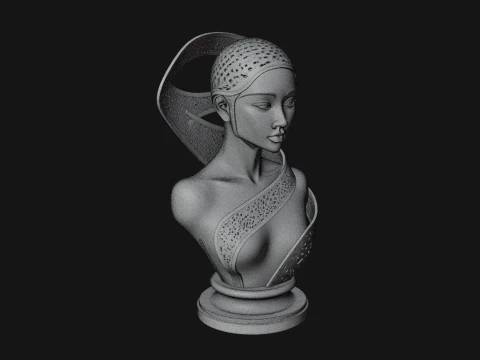 Art Deco Filigree Bust Statue Design 1 - 3D Print Model 3D Print Model