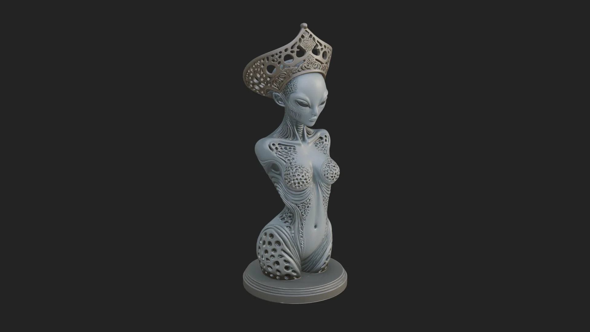 Elegant Alien Queen Statue Design 2 - 3D Print Model 3D Print Model .c4d .max .obj .3ds .fbx .stl .blend 