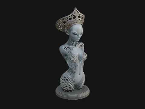 Elegant Alien Queen Statue Design 2 - 3D Print Model 3D Print Model