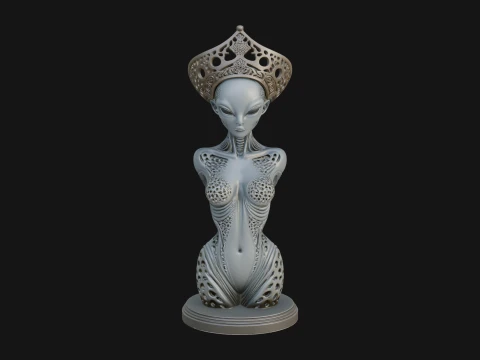 Elegant Alien Queen Statue Design 2 - 3D Print Model 3D Print Model